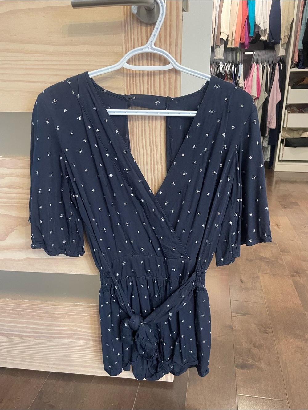 O’neill Women's Navy Blue Floral Wrap Jumpsuit